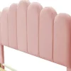 ModernLuxe Aanbiedingen: Slaapkamer & Kantoor-Gestoffeerd Fluwelen Bed 140X200Cm Met Lattenbodem - Verstelbaar Hoofdeinde - Roze