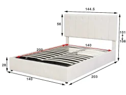 ModernLuxe Fluwelen Bed-Gestoffeerd Opbergbed - 140X200Cm - Stof Fluweel - Beige