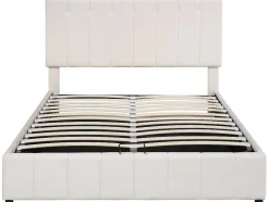 ModernLuxe Fluwelen Bed-Gestoffeerd Opbergbed - 140X200Cm - Stof Fluweel - Beige