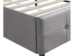 ModernLuxe Fluwelen Bed-Gestoffeerd Opbergbed - 140X200Cm - Fluwelen Stof - Verstelbaar Hoofdeinde Met Blokpatroon - Grijs