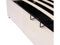 ModernLuxe Fluwelen Bed-Gestoffeerd Opbergbed 140X200Cm - Stof Fluweel - Met Led En Bluetooth Speler - Beige