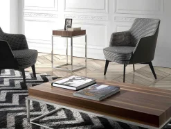 Angel Cerda Fauteuil Kunstleer-Gestoffeerde Armstoel In Houndstooth Stof 5011