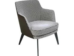 Angel Cerda Fauteuil Kunstleer-Gestoffeerde Armstoel In Houndstooth Stof 5011