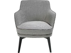 Angel Cerda Fauteuil Kunstleer-Gestoffeerde Armstoel In Houndstooth Stof 5011