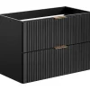 Vente-unique Wastafelmeubel-Gestreept Hangend Meubel Onder Wastafel - Zwart - L80 Cm - Zevara