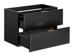 Vente-unique Wastafelmeubel-Gestreept Hangend Meubel Onder Wastafel - Zwart - L80 Cm - Zevara