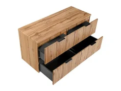 Vente-unique Wastafelmeubel-Gestreept Hangend Meubel Onder Wastafel Met Plank - Licht Naturel - L120 Cm - Zevara