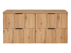 Vente-unique Wastafelmeubel-Gestreept Hangend Meubel Onder Wastafel Met Plank - Licht Naturel - L120 Cm - Zevara