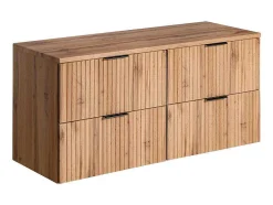 Vente-unique Wastafelmeubel-Gestreept Hangend Meubel Onder Wastafel Met Plank - Licht Naturel - L120 Cm - Zevara