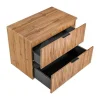 Vente-unique Wastafelmeubel-Gestreept Hangend Meubel Onder Wastafel Met Plank - Licht Naturel - L80 Cm - Zevara