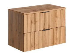 Vente-unique Wastafelmeubel-Gestreept Hangend Meubel Onder Wastafel Met Plank - Licht Naturel - L80 Cm - Zevara