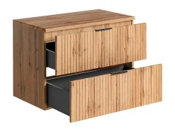 Vente-unique Wastafelmeubel-Gestreept Hangend Meubel Onder Wastafel Met Plank - Licht Naturel - L80 Cm - Zevara