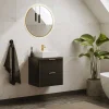 Vente-unique Wastafelmeubel-Gestreept Hangend Meubel Onder Wastafel - Zwart - L60 Cm - Zevara
