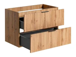 Vente-unique Wastafelmeubel-Gestreept Hangend Meubel Onder Wastafel - Licht Naturel - L80 Cm - Zevara