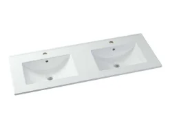Vente-unique Dubbele Wastafel-Gestreept Hangmeubel Voor Badkamer Met Inbouwwastafel - Licht Naturel - 120 Cm - Zevara