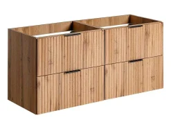 Vente-unique Dubbele Wastafel-Gestreept Hangmeubel Voor Badkamer Met Inbouwwastafel - Licht Naturel - 120 Cm - Zevara