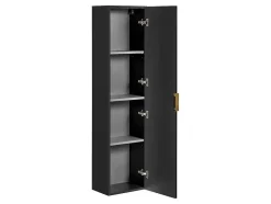 Vente-unique Badkamerkast-Gestreepte Hangende Badkamerkolom - Zwart - H140 Cm - Zevara