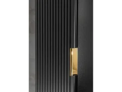 Vente-unique Badkamerkast-Gestreepte Hangende Badkamerkolom - Zwart - H140 Cm - Zevara