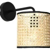 OZAIA Wandlamp-Gevlochten Wandlamp In Etnische Stijl - Neirobi - Ijzer En Rotan - H25 Cm - Zwart En Naturel