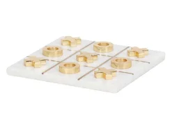 Vente-unique Spel Voor Binnen-Gezelschapsspel - Boter-Kaas-En-Eieren - Marmer En Messing En Wit - L20,5 X H2,5 X D20,5 Cm - Tactoe