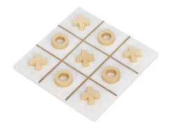 Vente-unique Spel Voor Binnen-Gezelschapsspel - Boter-Kaas-En-Eieren - Marmer En Messing En Wit - L20,5 X H2,5 X D20,5 Cm - Tactoe