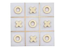 Vente-unique Spel Voor Binnen-Gezelschapsspel - Boter-Kaas-En-Eieren - Marmer En Messing En Wit - L20,5 X H2,5 X D20,5 Cm - Tactoe