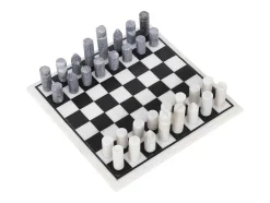 Vente-unique Spel Voor Binnen-Gezelschapsspel - Schaakbord - Wit En Zwart Marmer - L30,5 X H2,54 X D30,5 Cm - Chessy