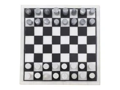 Vente-unique Spel Voor Binnen-Gezelschapsspel - Schaakbord - Wit En Zwart Marmer - L30,5 X H2,54 X D30,5 Cm - Chessy