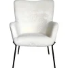 Vente-unique Fauteuil Met Holle Rugleuning-Glasgow Fauteuil Boucle Wit.