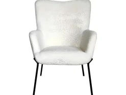 Vente-unique Fauteuil Met Holle Rugleuning-Glasgow Fauteuil Boucle Wit.
