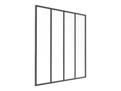 Vente-unique Glazen Binnenraam-Glasraam Werkplaatsstijl Van Van Aluminium En Gematteerd Glas - 120 X 130 Cm - Zwart - Bayview