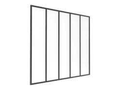 Vente-unique Glazen Binnenraam-Glasraam Werkplaatsstijl Van Van Aluminium En Gematteerd Glas - 150 X 130 Cm - Zwart - Bayview