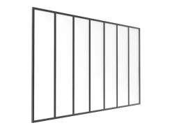 Vente-unique Glazen Binnenraam-Glasraam Werkplaatsstijl Van Van Aluminium En Gematteerd Glas - 210 X 130 Cm - Zwart - Bayview