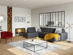 Vente-unique Glazen Binnenraam-Glazen Binnenraam Bayview Van Aluminium Met Zwarte Poedercoating - 150 X 130 Cm