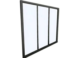 Vente-unique Glazen Binnenraam-Glazen Binnenraam Bayview Van Aluminium Met Zwarte Poedercoating - 90 X 130 Cm