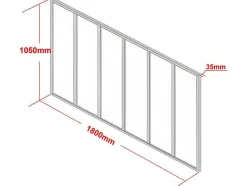 Vente-unique Glazen Binnenraam-Glazen Binnenraam Bayview In Aluminium Met Witte Poedercoating - 180X105 Cm