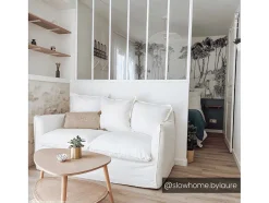 Vente-unique Glazen Binnenraam-Glazen Binnenraam Bayview In Aluminium Met Witte Poedercoating - 180X105 Cm