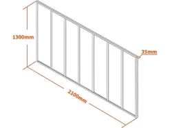 Vente-unique Glazen Binnenraam-Glazen Binnenraam In Aluminium Met Poedercoating - 210 X 130 Cm - Zwart - Bayview