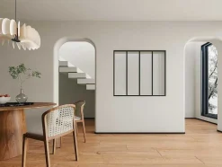 Vente-unique Glazen Binnenraam-Glazen Designbinnenraam Van Gepoederlakt Aluminium En Gehard Textuurglas 120 X 105 Cm Zwart Vietra