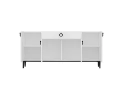 EPIKASA Buffetkast-Gloria Multifunctioneel Kabinet, Wit, Zwart, 160X42X75 Cm,