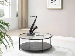 OZAIA Standbeeld-Groot Saxofoonstandbeeld Van Hars L29 X B16 X H62 Cm Zwart Musania