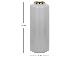 OZAIA Decoratieobject Voor Binnen-Grote Geemailleerde Metalen Vaas - D. 19 X H. 50 Cm - Grijs En Goud - Goriat