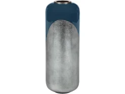 OZAIA Decoratieobject Voor Binnen-Grote Geemailleerde Metalen Vaas - D. 30 X H. 82 Cm - Zwart Met Bladzilver - Perlin