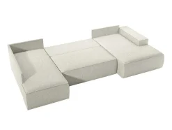 Vente-unique Xxl Hoekbank-Grote Omkeerbare Hoekbank Van Beige Ribfluweel Amelia