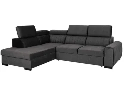 Vente-unique Speciale Modellen Zitbanken & Fauteuils-Grote Slaapbank Met Hoek Links In Antraciet Stof Larica
