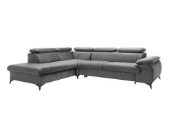 PASCAL MORABITO Fluweel / Suede-Grote Slaapbank Met Linkse Hoek In Antracietgrijs Fluweel Samara Van