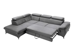 PASCAL MORABITO Fluweel / Suede-Grote Slaapbank Met Linkse Hoek In Antracietgrijs Fluweel Samara Van