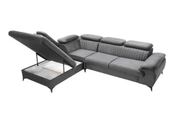 PASCAL MORABITO Fluweel / Suede-Grote Slaapbank Met Linkse Hoek In Antracietgrijs Fluweel Samara Van