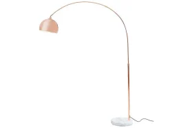 OZAIA Staande Lamp-Grote Staande Lamp Met Boog Art Deco Ombrage - Metaal En Marmer - H. 180 Cm - Koperkleur