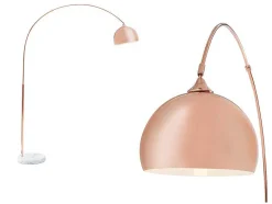 OZAIA Staande Lamp-Grote Staande Lamp Met Boog Art Deco Ombrage - Metaal En Marmer - H. 180 Cm - Koperkleur